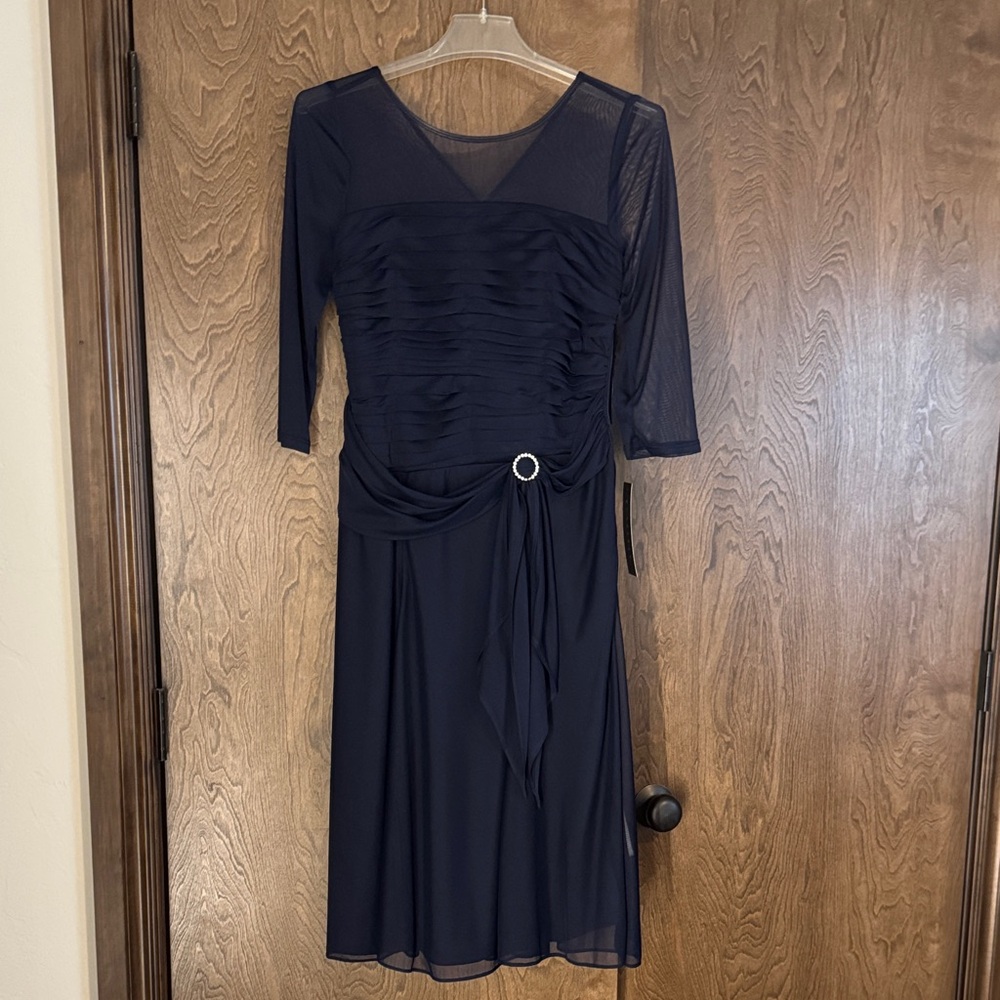 Scarlett Navy Long Dress with Elegant Detail 8P NWT